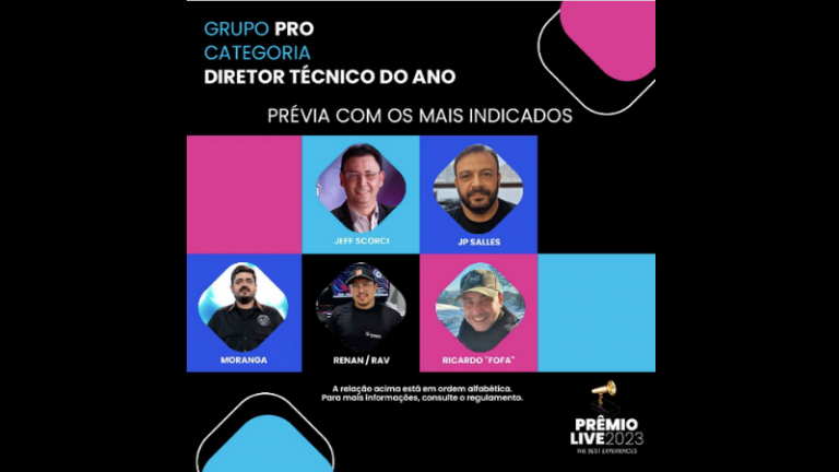 Prêmio Live divulga prévia da categoria Diretor Técnico do Ano