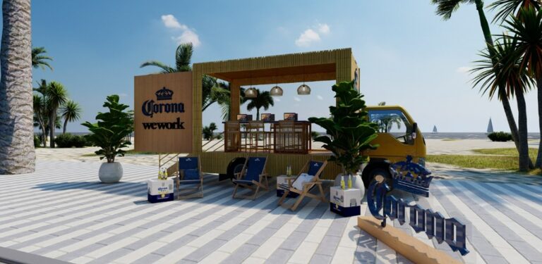 Corona e WeWork montam escritório itinerante na praia