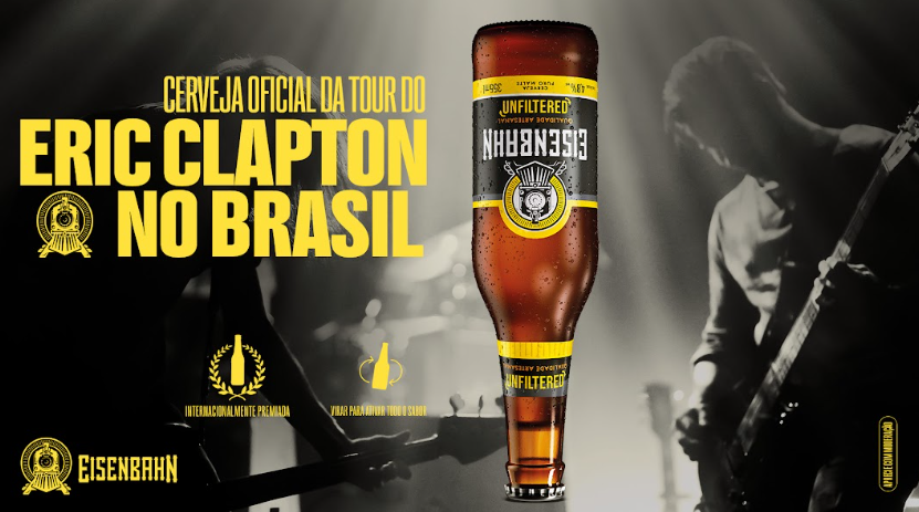 A Eisenbahn, cerveja premium do Grupo HEINEKEN, anuncia sua parceria como patrocinadora oficial da turnê de Eric Clapton no Brasil, um dos maiores nomes do rock mundial. Os shows, que acontecem nos dias 26 de setembro, no Rio de Janeiro, na Farmasi Arena, e 29 de setembro, em São Paulo, no Allianz Parque, prometem uma experiência única para os fãs, com ativações exclusivas e uma seleção especial de cervejas.