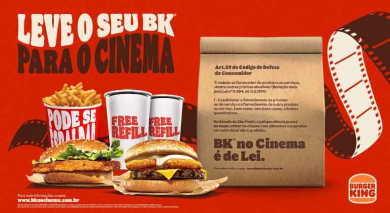 Burger King destaca direito dos consumidores de SP levarem seus lanches ao cinema