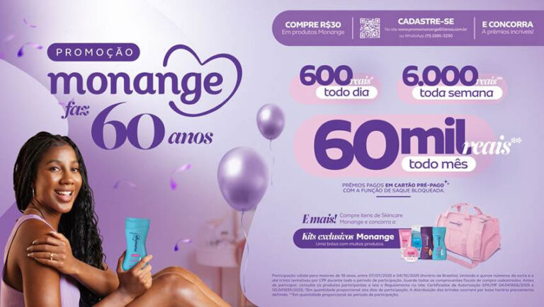 Monange comemora 60 anos com promoção nacional recheada de prêmios