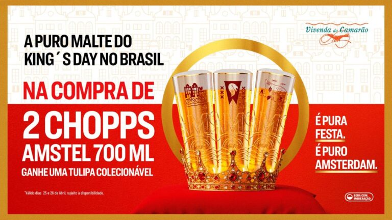 Vivenda do Camarão e Amstel celebram o King’s Day com tulipas colecionáveis e chopp duplo