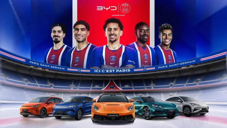 BYD fecha parceria global de três temporadas com o Paris Saint-Germain