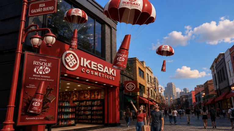 Ikesaki faz esmaltes Risqué + KitKat caírem do céu em ativação na Liberdade