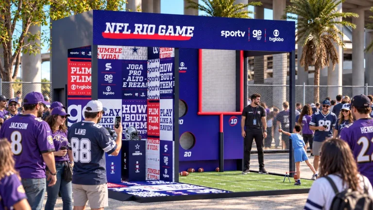Globo tem desafios de futebol americano e espaço para fotos no NFL Rio Game 2026
