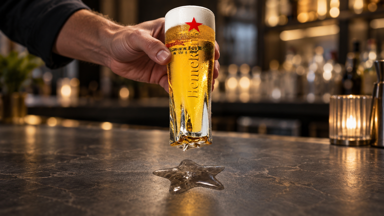 Heineken lança copo que deixa marca de estrela sobre mesas